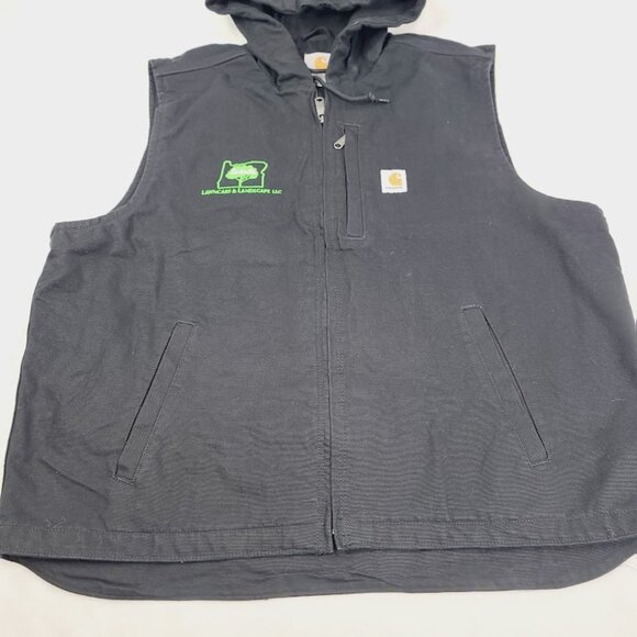 Carhartt Men's Black Sleeveless Duck Hooded Classic Basic Vest Size XL - Picture 2 of 9